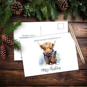 Snowboarden Highland Koe Briefkaart