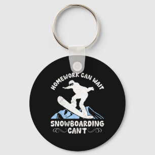 Snowboarden huiswerk kan wachten Snowboarder kinde Sleutelhanger