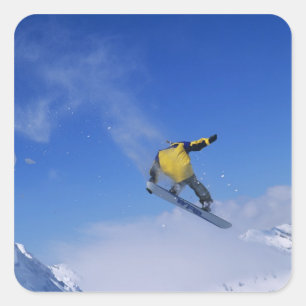 Snowboarden in Grizzly Gulch, Little Cottonwood Vierkante Sticker