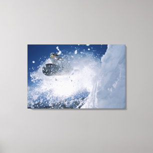 Snowboarden in Snowbird Resort, Wasatch Canvas Afdruk