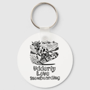 Snowboarden Koe Shredding The Slopes - Snowboarde Sleutelhanger