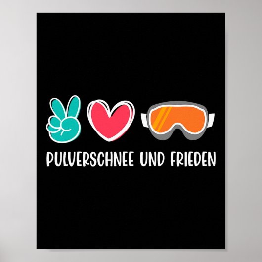 Snowboarden Poeder Sneeuw en Vrede Grappig Snowboa Poster (Voorkant)