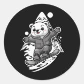 Snowboarden Polar Beer Mountain Snowboard Snowboa Ronde Sticker (Voorkant)