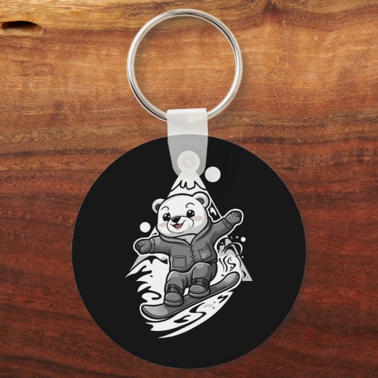 Snowboarden Polar Beer Mountain Snowboard Snowboa Sleutelhanger (Voorkant)
