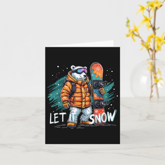 Snowboarden Polar Beer Winter Fun Arctic Adventur Kaart (Gele Bloem)