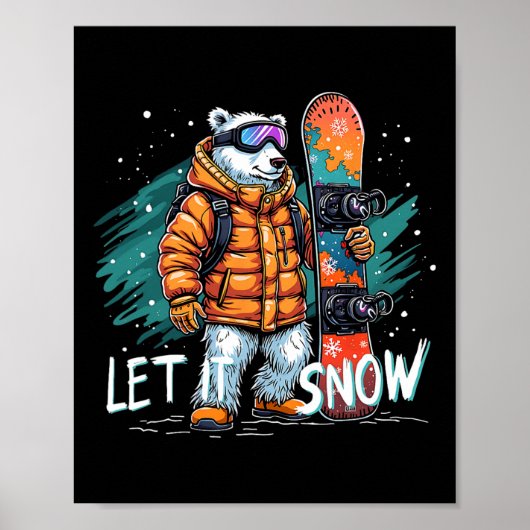 Snowboarden Polar Beer Winter Fun Arctic Adventur Poster (Voorkant)