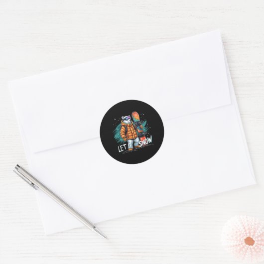 Snowboarden Polar Beer Winter Fun Arctic Adventur Ronde Sticker (Envelop)