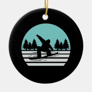 Snowboarden Retro Keramisch Ornament