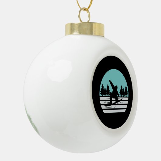 Snowboarden Retro Keramische Bal Ornament (Links)