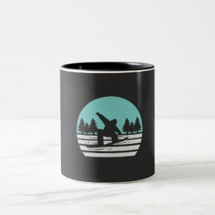 Snowboarden Retro Tweekleurige Koffiemok