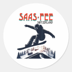 Snowboarden Saas-fee Zwitserland Ronde Sticker