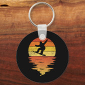 Snowboarden Shirt Retro Sunset 70s Snowbo Sleutelhanger (Voorkant)