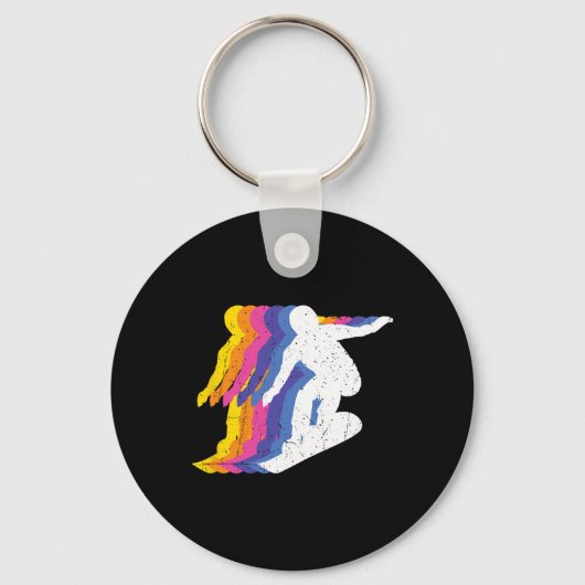 Snowboarden Shirten Retro Snowboarder - Sn Sleutelhanger (Voorkant)
