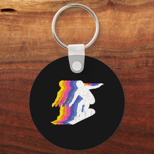 Snowboarden Shirten Retro Snowboarder - Sn Sleutelhanger (Voorkant)