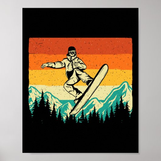 Snowboarden Shirten Retro Snowboarder - Wi Poster (Voorkant)