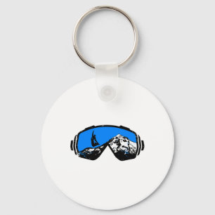 Snowboarden Ski Goggles Mountain Distressed Design Sleutelhanger