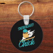 Snowboarden Snowboard  Chicken Chick Sleutelhanger (Voorkant)