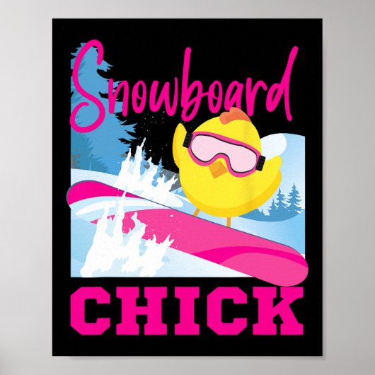 Snowboarden Snowboard Chicken Chick Snowboard Chi Poster (Voorkant)