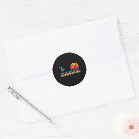 Snowboarden Snowboard Retro 1 Ronde Sticker (Envelop)