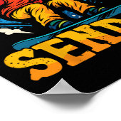 Snowboarden Snowboard  Retro Stuur het 2 Poster (Hoek)