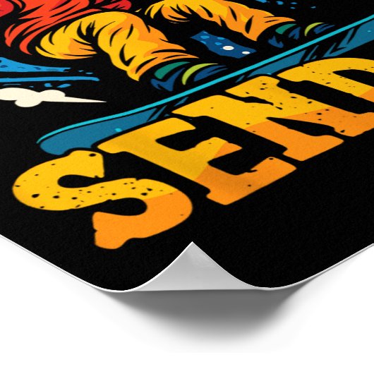 Snowboarden Snowboard  Retro Stuur het 2 Poster (Hoek)