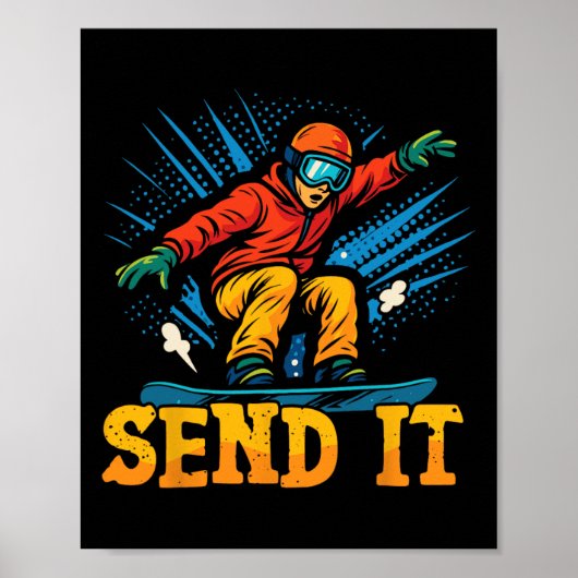 Snowboarden Snowboard  Retro Stuur het 2 Poster (Voorkant)