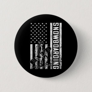 Snowboarden Snowboarder Verenigde Staten Vlag Ame Ronde Button 5,7 Cm