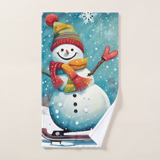 Snowboarden Snowman Handdoek (Handdoek)