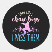 Snowboarden Sommige Meisjes Chase Boys I P T Ronde Sticker (Voorkant)