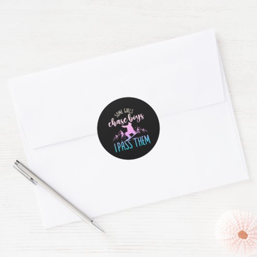 Snowboarden Sommige Meisjes Chase Boys I P T Ronde Sticker (Envelop)