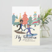 Snowboarden Valentijnse Feestdagenkaart (Staand voorkant)