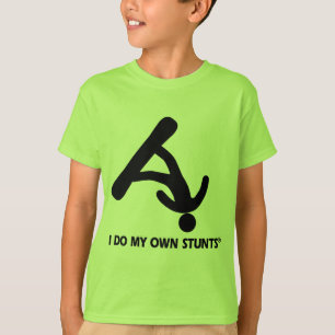 Snowboarden van mijn eigen stunts t-shirt