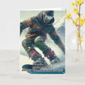Snowboarden Verjaardag Kaart (Gele Bloem)