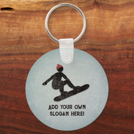 Snowboarder Action Pose - grunge look - jouw tekst Sleutelhanger (Voorkant)