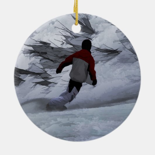 Snowboarder "Carving the Mountain" Wintersport Keramisch Ornament (Achterkant)