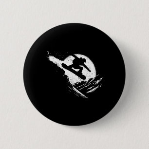 Snowboarder Cliff Snowboard Distresse Ronde Button 5,7 Cm