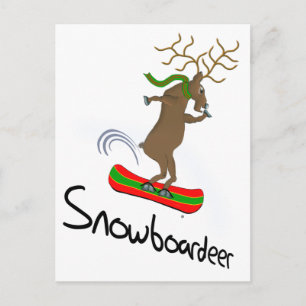 Snowboarder Funny Snowboarding Reindester Briefkaart