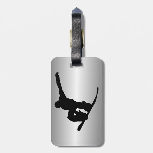 Snowboarder gepersonaliseerd bagagelabel (Achterkant verticaal)