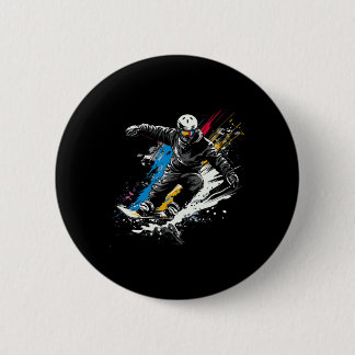 Snowboarder Graffiti Alpine Snowboarden Ronde Button 5,7 Cm