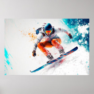 Snowboarder illustratie poster