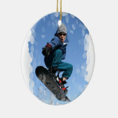 Snowboarder in de sneeuwversier keramisch ornament (Rechts)