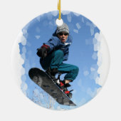 Snowboarder in de sneeuwversier keramisch ornament (Achterkant)