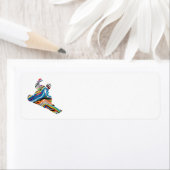 Snowboarder in een Psychedelic Zebra Pattern Etiket (Insitu)
