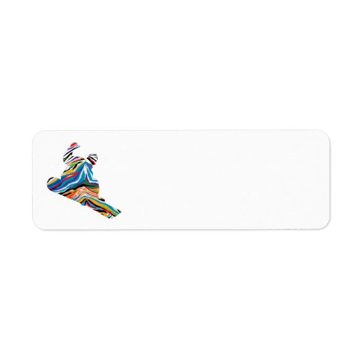 Snowboarder in een Psychedelic Zebra Pattern Etiket (Voorkant)