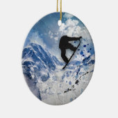 Snowboarder in vlucht keramisch ornament (Rechts)