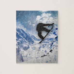 Snowboarder in vlucht legpuzzel