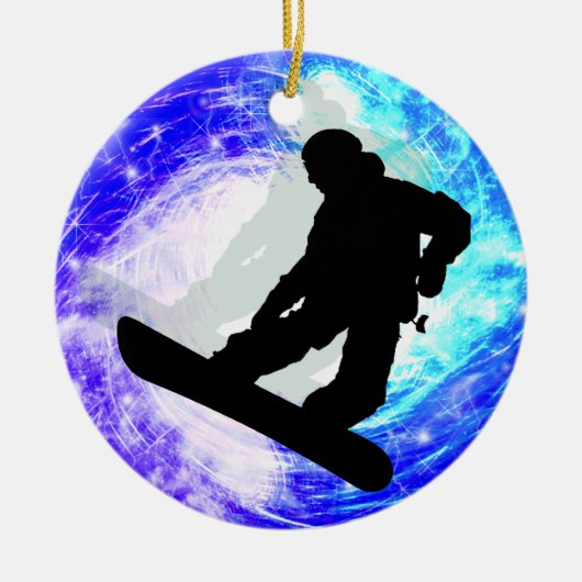 Snowboarder in Whiteout Keramisch Ornament (Voorkant)