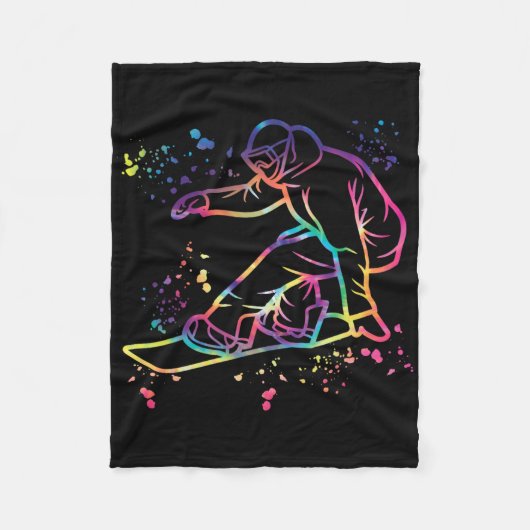 Snowboarder Kleurrijk Snowboard Snowboarden 1 Fleece Deken (Voorkant)
