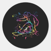 Snowboarder Kleurrijk Snowboard Snowboarden 1 Ronde Sticker (Voorkant)