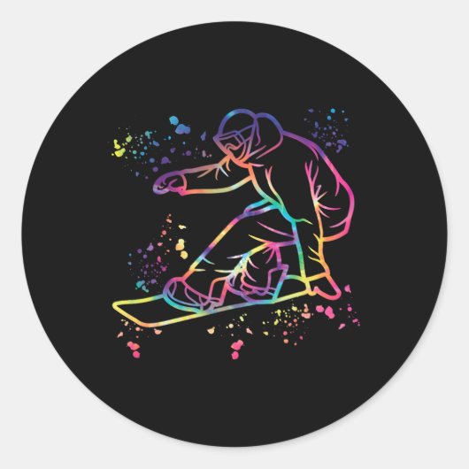 Snowboarder Kleurrijk Snowboard Snowboarden 1 Ronde Sticker (Voorkant)